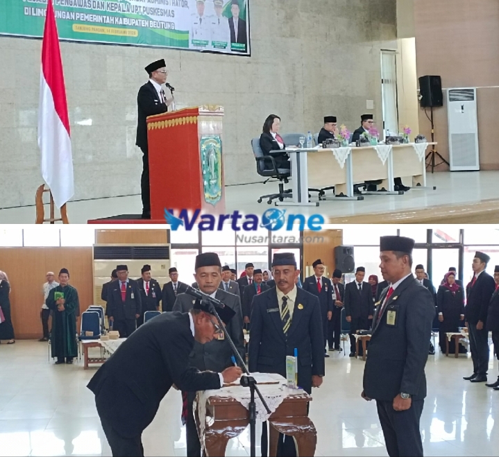 Bupati Belitung Lantik 136 Pejabat di Lingkungan Pemerintah, 2 Diantaranya Pejabat Pimpinan Tinggi Pratama