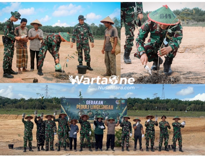 Yonif TP 845/Ksatria Satam Peduli Lingkungan, Prajurit bersama Warga Desa Simpang Tiga Lakukan Penanaman Pohon