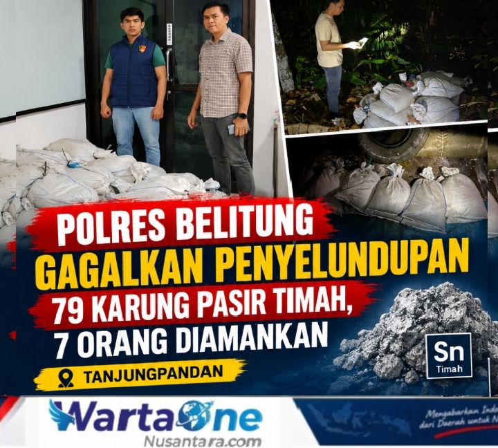 7 Orang Diamankan Polres Belitung, Sebanyak 79 Karung Pasir Timah yang Akan Diselundupkan Berhasil di Gagalkan