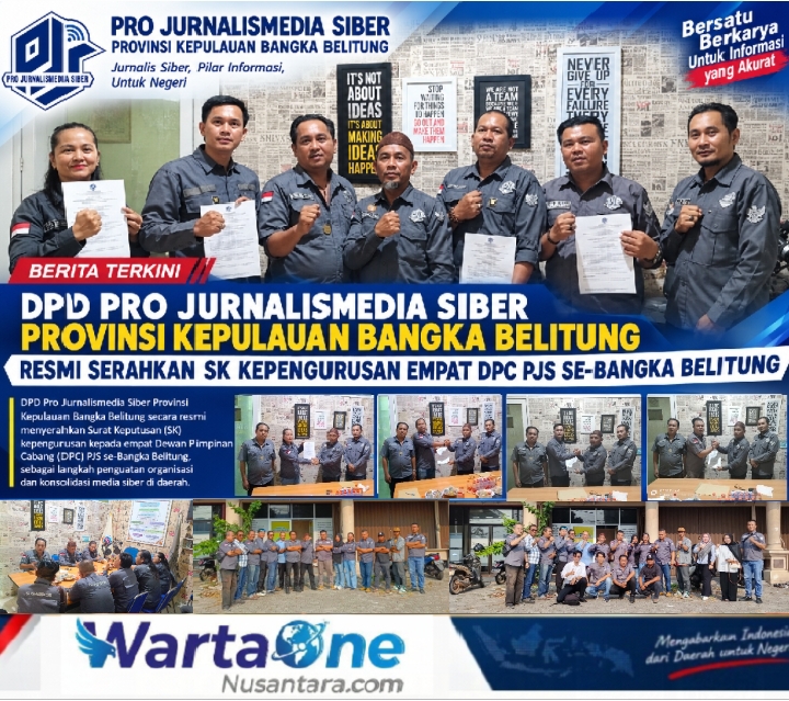 DPD PJS Provinsi Kepulauan Bangka Belitung Resmi Serahkan SK Kepengurusan kepada Empat DPC PJS se-Bangka Belitung