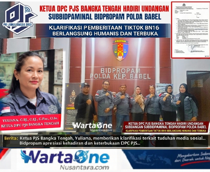 Ketua DPC PJS Bangka Tengah Hadiri Undangan Subbidpaminal Bidpropam Polda Babel, Klarifikasi Pemberitaan TikTok BN16 Berlangsung Humanis dan Terbuka