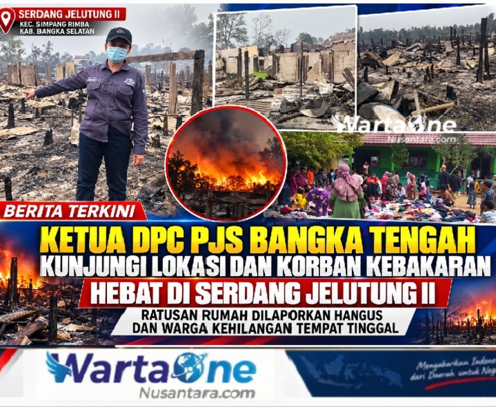 Ketua DPC PJS Bangka Tengah Kunjungi Lokasi dan Korban Kebakaran Hebat di Serdang Jelutung II, Ratusan Rumah Dilaporkan Hangus dan Warga Kehilangan Tempat Tinggal