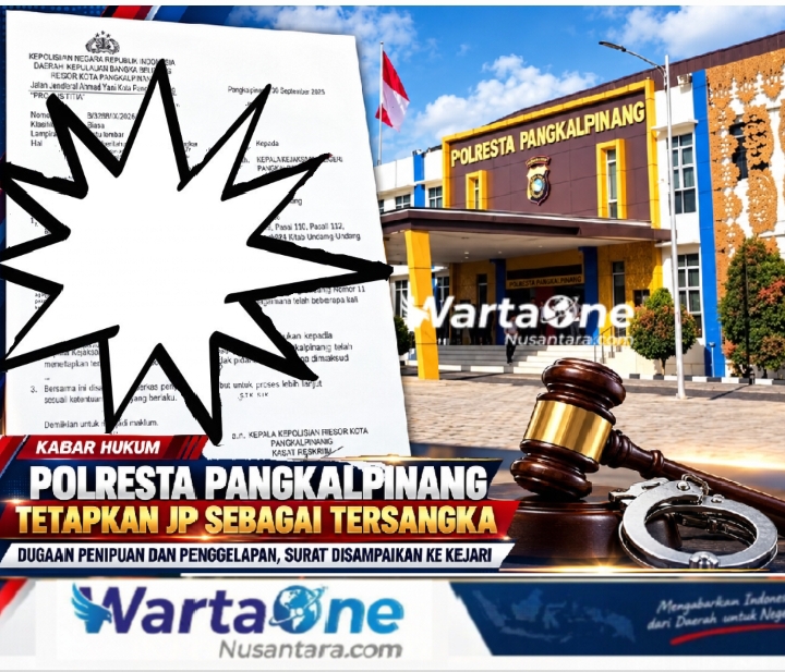 Polresta Pangkalpinang Tetapkan JP sebagai Tersangka Dugaan Penipuan dan Penggelapan, Surat Disampaikan ke Kejari