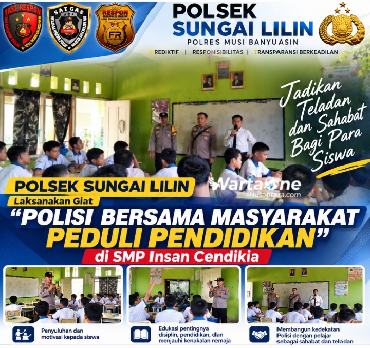 Polsek Sungai Lilin Laksanakan Giat “Polisi Bersama Masyarakat Peduli Pendidikan” di SMP Insan Cendikia, Jadikan Teladan dan Sahabat Bagi Para Siswa